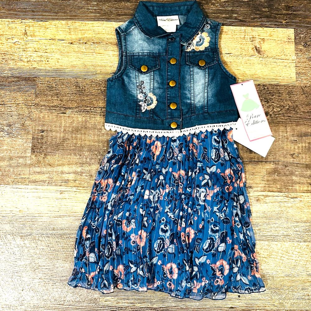 Rare Editions 2 Piece Dress with Jean Vest 4T - Picture 1 of 5